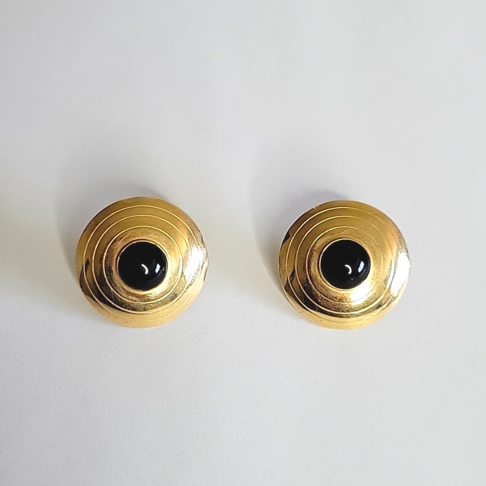 Fashion Jewelry Black Gold Colored Round lightweight Earrings